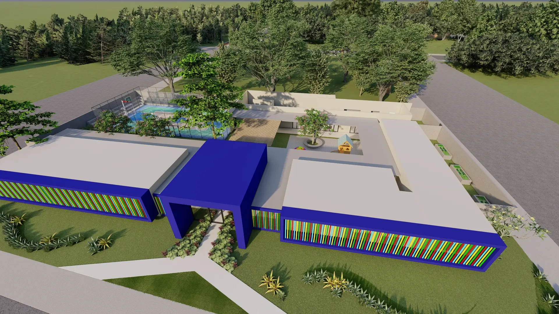 renderização 3D da fachada da nova sede